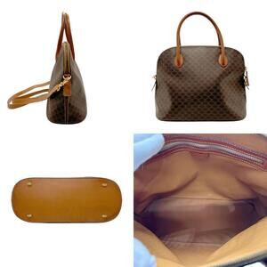 Celine Macadam coated canvas bag shoulder brown handbag